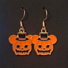Load image into Gallery viewer, Holiday Nightmare Halloween & Christmas Jack Skellington Pumpkin King and Sally goldtone or black enamel earrings in a variety of styles