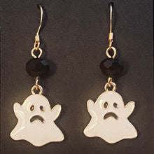 Load image into Gallery viewer, Halloween charm earrings in a variety of styles: Ghosts, haunted houses, jack-o’-lanterns, bats, witch hats, black cats, Halloween candy, spiders, and more