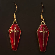 Load image into Gallery viewer, Holiday Nightmare Halloween & Christmas Jack Skellington Pumpkin King and Sally goldtone or black enamel earrings in a variety of styles
