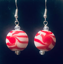Load image into Gallery viewer, Peppermint Candy glass bead holiday earrings