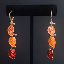 Load image into Gallery viewer, Autumn Leaves goldtone & enamel earrings