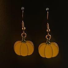 Load image into Gallery viewer, Pumpkin Patch fall-themed goldtone and enamel pumpkin earrings in a variety of styles