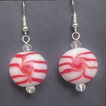 Load image into Gallery viewer, Peppermint Candy glass bead holiday earrings