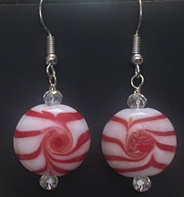 Load image into Gallery viewer, Peppermint Candy glass bead holiday earrings