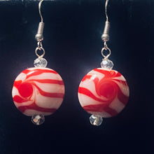 Load image into Gallery viewer, Peppermint Candy glass bead holiday earrings