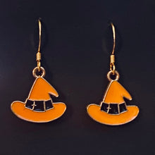 Load image into Gallery viewer, Halloween charm earrings in a variety of styles: Ghosts, haunted houses, jack-o’-lanterns, bats, witch hats, black cats, Halloween candy, spiders, and more