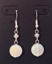 Load image into Gallery viewer, First Winter’s Snow: iridescent AB Czech glass snowflake earrings