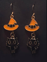 Load image into Gallery viewer, Halloween charm earrings in a variety of styles: Ghosts, haunted houses, jack-o’-lanterns, bats, witch hats, black cats, Halloween candy, spiders, and more