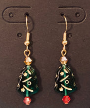 Load image into Gallery viewer, O Christmas Tree Czech glass holiday earrings