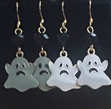 Load image into Gallery viewer, Halloween charm earrings in a variety of styles: Ghosts, haunted houses, jack-o’-lanterns, bats, witch hats, black cats, Halloween candy, spiders, and more