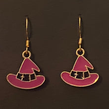 Load image into Gallery viewer, Halloween charm earrings in a variety of styles: Ghosts, haunted houses, jack-o’-lanterns, bats, witch hats, black cats, Halloween candy, spiders, and more
