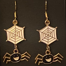 Load image into Gallery viewer, Halloween charm earrings in a variety of styles: Ghosts, haunted houses, jack-o’-lanterns, bats, witch hats, black cats, Halloween candy, spiders, and more