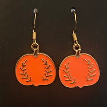 Load image into Gallery viewer, Pumpkin Patch fall-themed goldtone and enamel pumpkin earrings in a variety of styles