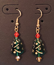 Load image into Gallery viewer, O Christmas Tree Czech glass holiday earrings