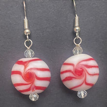 Load image into Gallery viewer, Peppermint Candy glass bead holiday earrings