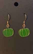 Load image into Gallery viewer, Pumpkin Patch fall-themed goldtone and enamel pumpkin earrings in a variety of styles