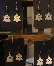 Load image into Gallery viewer, Halloween charm earrings in a variety of styles: Ghosts, haunted houses, jack-o’-lanterns, bats, witch hats, black cats, Halloween candy, spiders, and more
