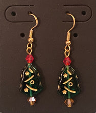 Load image into Gallery viewer, O Christmas Tree Czech glass holiday earrings