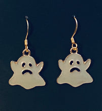 Load image into Gallery viewer, Halloween charm earrings in a variety of styles: Ghosts, haunted houses, jack-o’-lanterns, bats, witch hats, black cats, Halloween candy, spiders, and more