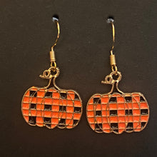 Load image into Gallery viewer, Pumpkin Patch fall-themed goldtone and enamel pumpkin earrings in a variety of styles