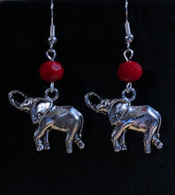 Load image into Gallery viewer, Alabama Crimson Tide sports fan elephant charm earrings