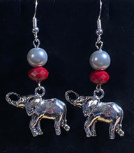 Load image into Gallery viewer, Alabama Crimson Tide sports fan elephant charm earrings