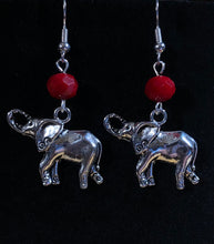 Load image into Gallery viewer, Alabama Crimson Tide sports fan elephant charm earrings