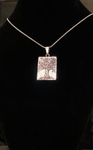 Load image into Gallery viewer, Tree of Life, Family Tree, Celtic Tree, World Tree / Yggdrasil antique silvertone rectangular tree pendant