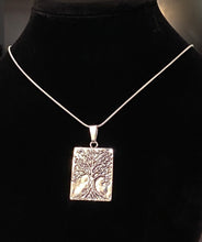 Load image into Gallery viewer, Tree of Life, Family Tree, Celtic Tree, World Tree / Yggdrasil antique silvertone rectangular tree pendant