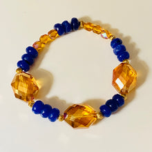 Load image into Gallery viewer, Auburn University sports fan blue and orange stone and crystal bracelet