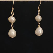 Load image into Gallery viewer, Freshwater pearl teardrop earrings in sterling silver or 14k gold-filled