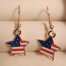Load image into Gallery viewer, Americana patriotic enamel stars and stripes heart, star, or flag earrings 4th of July holiday jewelry