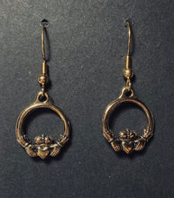 Load image into Gallery viewer, Gold plated TierraCast pewter Irish claddagh earrings (small)