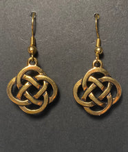 Load image into Gallery viewer, Goldtone round open Celtic knot earrings