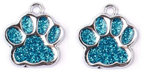 Load image into Gallery viewer, Paw print sports fan earrings: Tigers, Lions, Bulldogs, Wildcats, Huskies, Panthers, Jaguars: choice of team color with or without crystal bead.