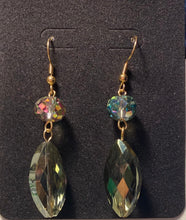 Load image into Gallery viewer, Marquise-shaped sea green crystal drop earrings