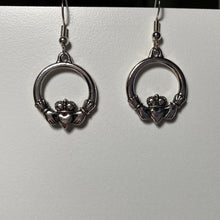 Load image into Gallery viewer, Silver plated TierraCast pewter Irish claddagh earrings (Large)