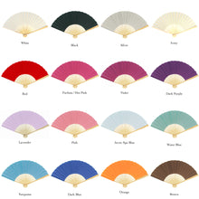 Load image into Gallery viewer, Hand Fan, silk & bamboo (folding), solid color