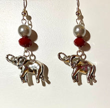 Load image into Gallery viewer, Alabama Crimson Tide sports fan elephant charm earrings