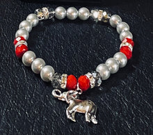 Load image into Gallery viewer, Alabama Crimson Tide sports fan “Tide Pride” glass pearl and crystal bracelet