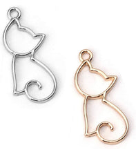 Load image into Gallery viewer, Cat Cutout - cute silvertone or goldtone cat silhouette earrings - cat mom cat lover gift