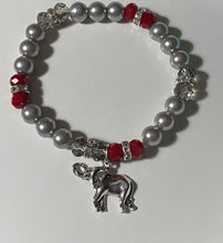 Load image into Gallery viewer, Alabama Crimson Tide sports fan “Tide Pride” glass pearl and crystal bracelet