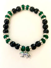Load image into Gallery viewer, Pelham Panthers sports fan glass pearl and crystal bracelet (choice of style)