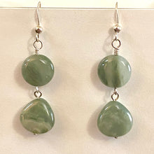 Load image into Gallery viewer, Green line quartz gemstone drop earrings in sterling silver, goldtone, or 14kgold-filled