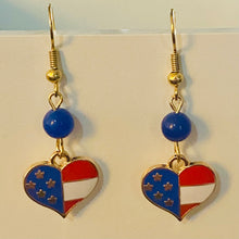 Load image into Gallery viewer, Americana patriotic enamel stars and stripes heart, star, or flag earrings 4th of July holiday jewelry