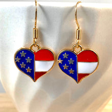 Load image into Gallery viewer, Americana patriotic enamel stars and stripes heart, star, or flag earrings 4th of July holiday jewelry