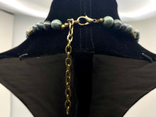 Load image into Gallery viewer, Enlightened: kambaba jasper and antique gold beaded Buddha necklace