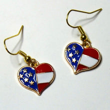 Load image into Gallery viewer, Americana patriotic enamel stars and stripes heart, star, or flag earrings 4th of July holiday jewelry