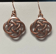 Load image into Gallery viewer, Copper plated round open Celtic knot earrings