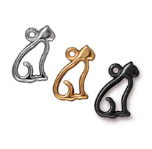 Load image into Gallery viewer, Cat Silhouette: silvertone, goldtone , or black cat earrings - cat mom cat lover gift
